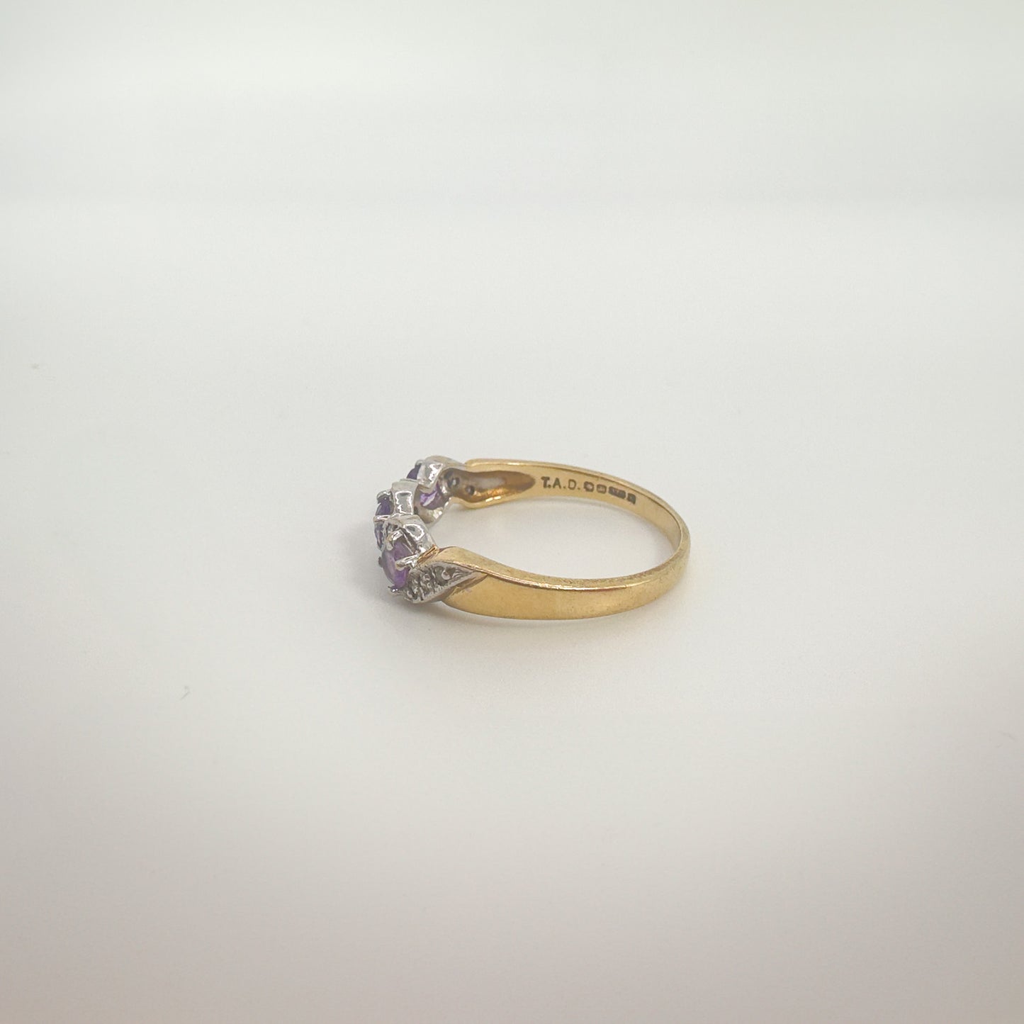 9ct Yellow Gold Amethyst and Diamond Ring