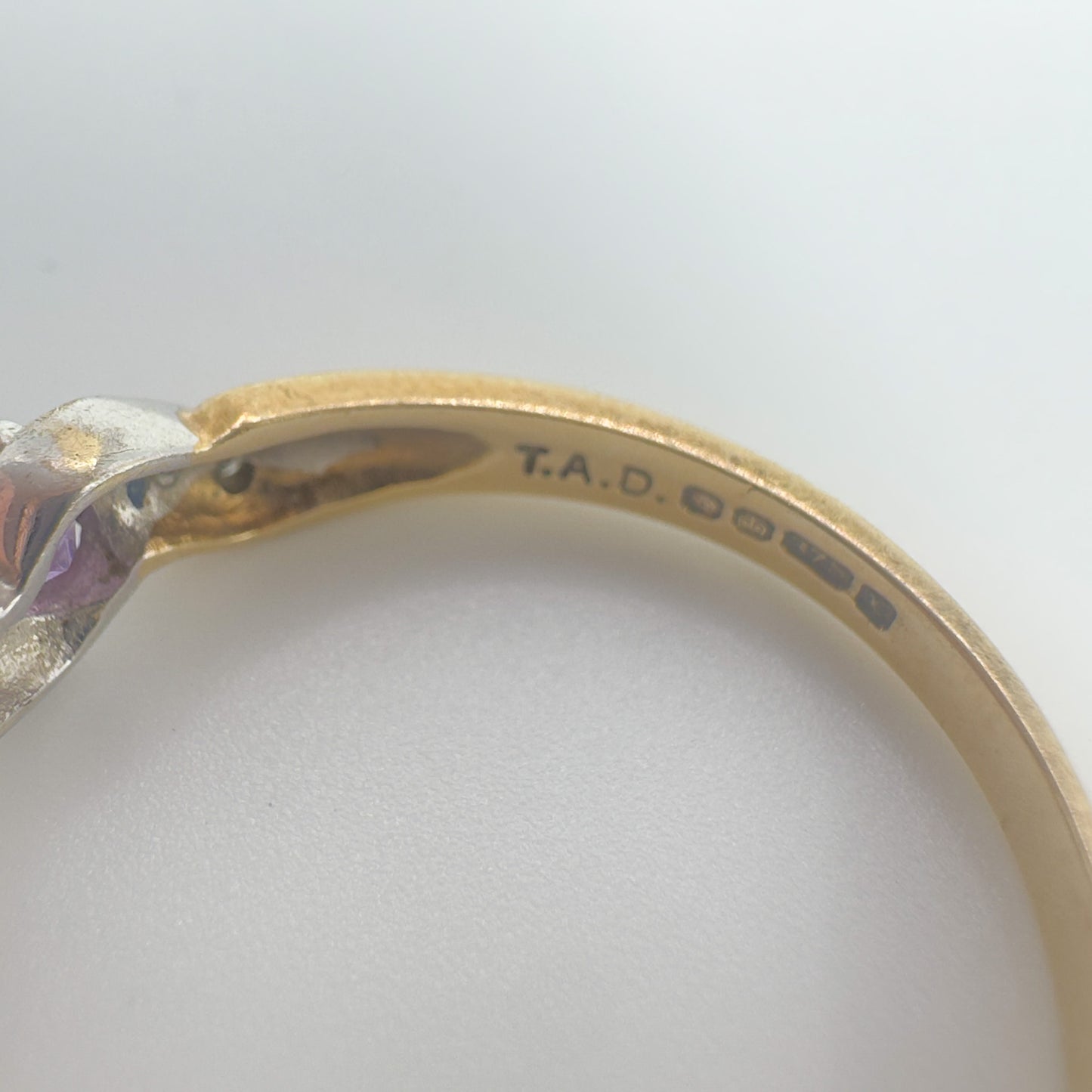 9ct Yellow Gold Amethyst and Diamond Ring