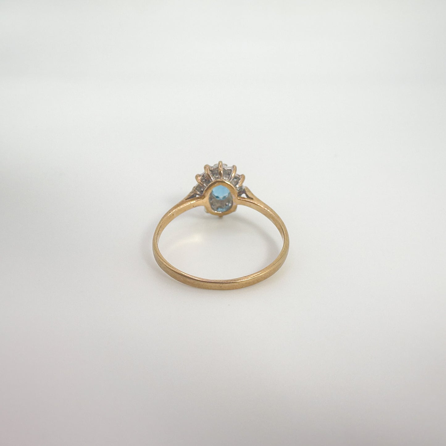 9ct Yellow Gold Blue Topaz and Diamond Ring