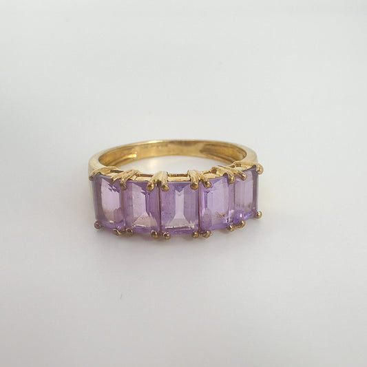 9ct Yellow Gold Amethyst Eternity Ring