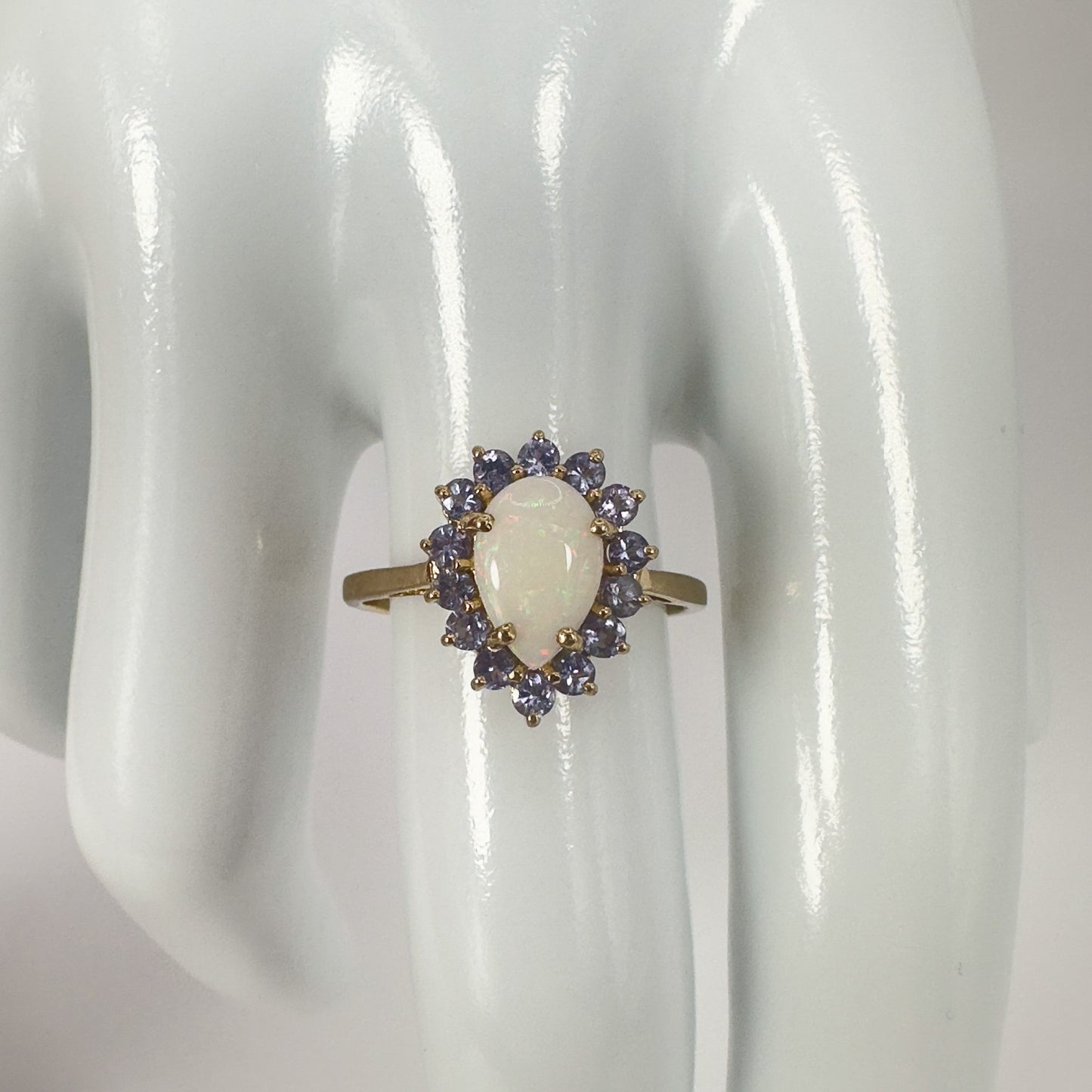 9ct Yellow Gold Opal and Tanzanite Ring