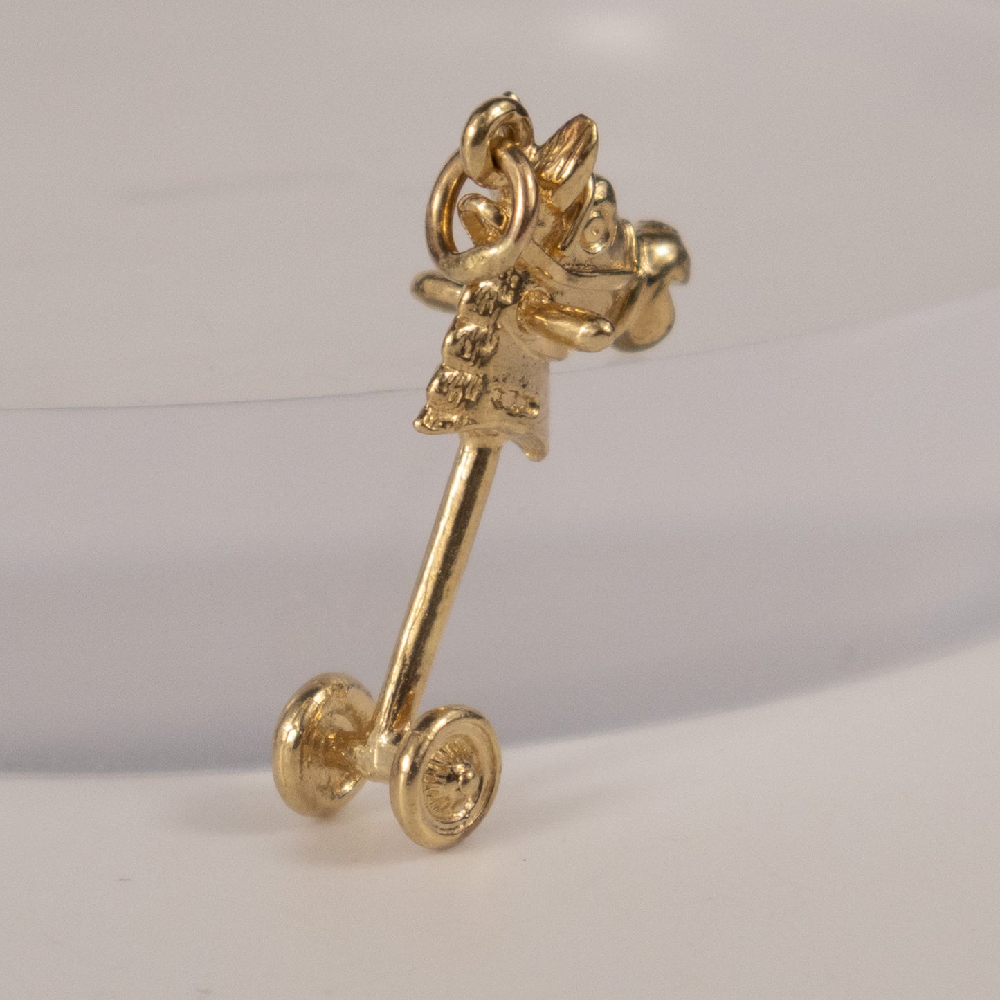 9ct Yellow Gold Rocking Horse Head Charm on Wheels