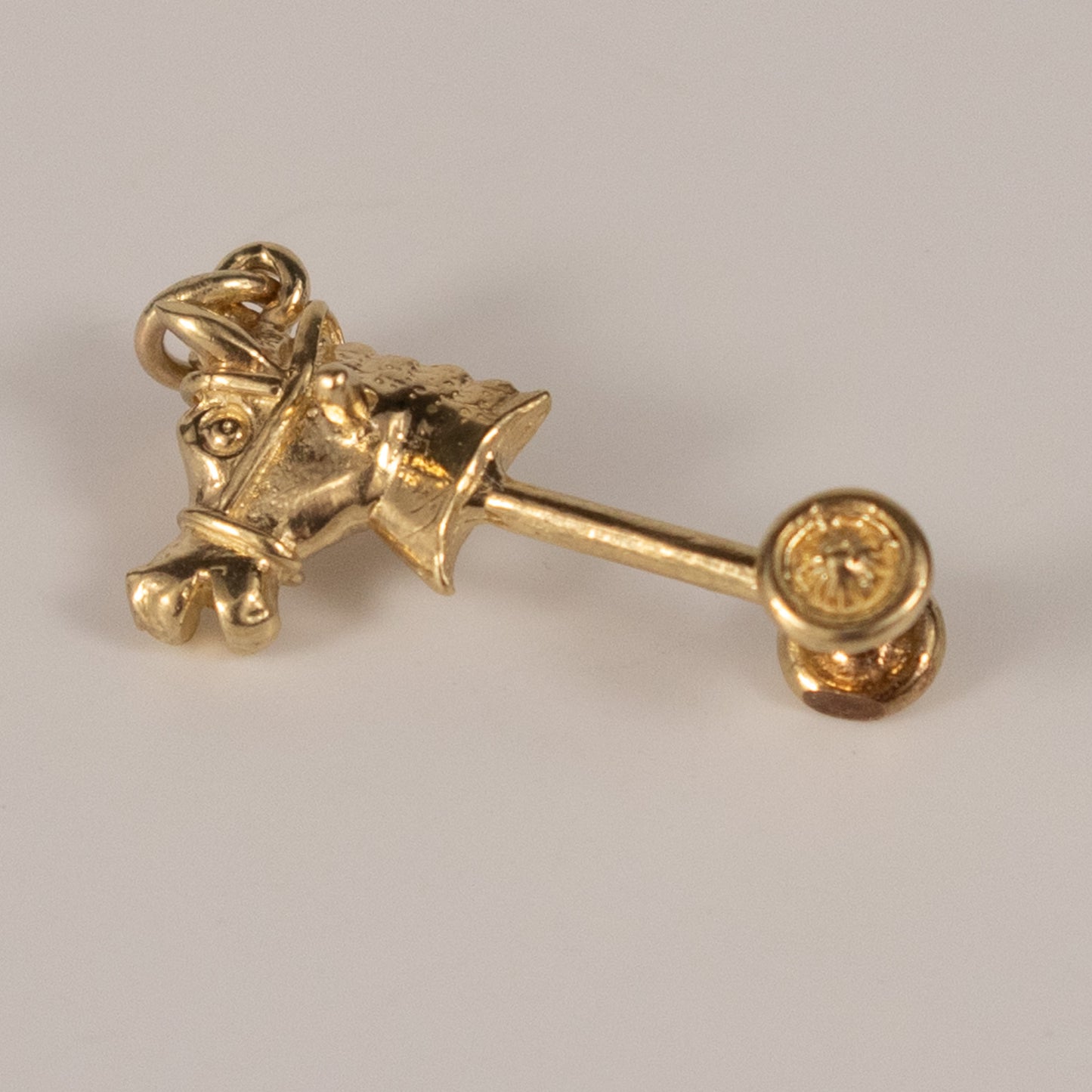 9ct Yellow Gold Rocking Horse Head Charm on Wheels