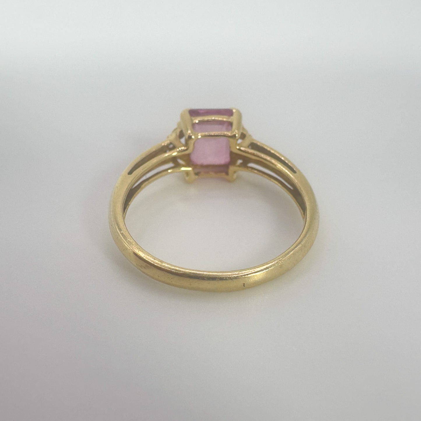 9ct Yellow Gold Pink Sapphire and Diamond Ring
