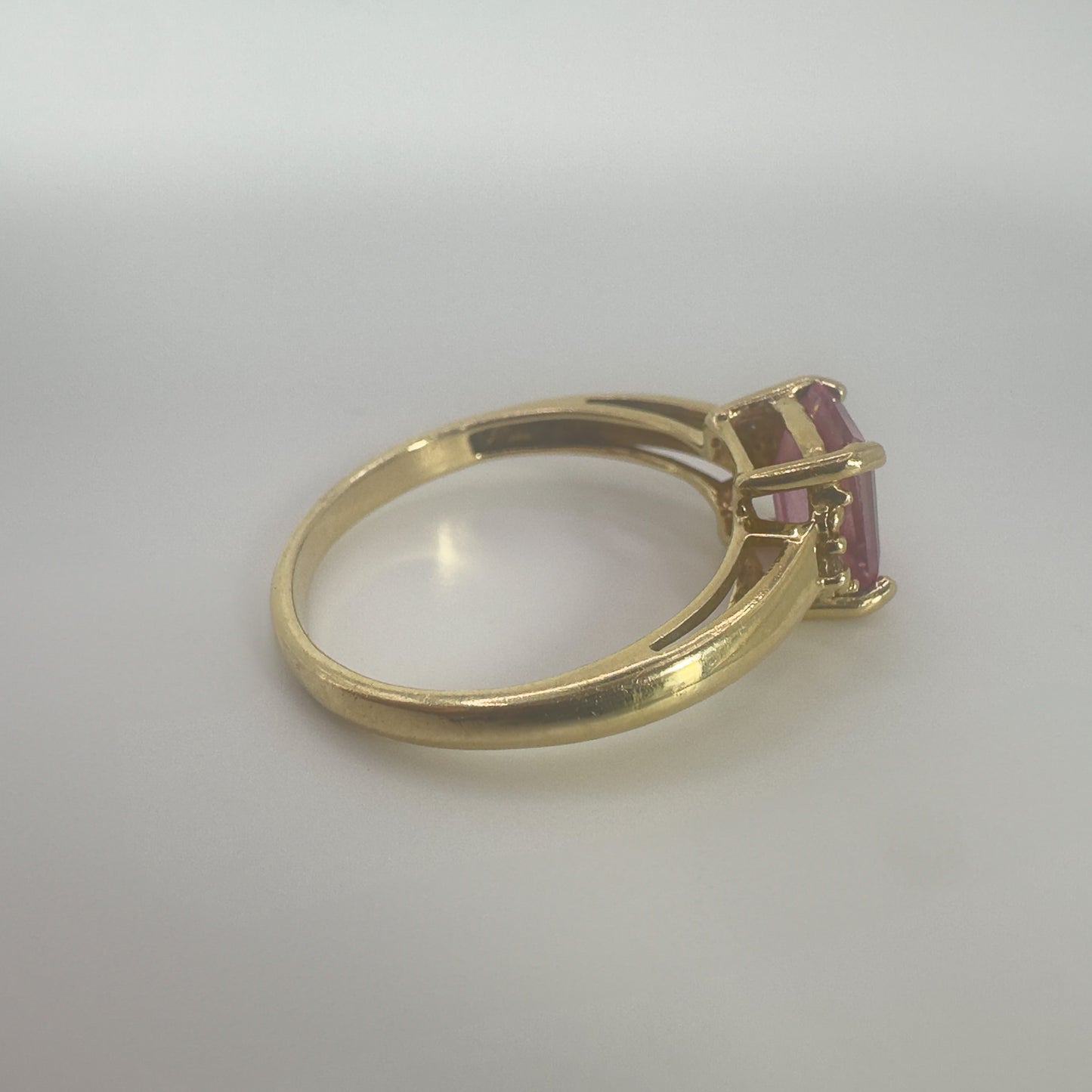 9ct Yellow Gold Pink Sapphire and Diamond Ring