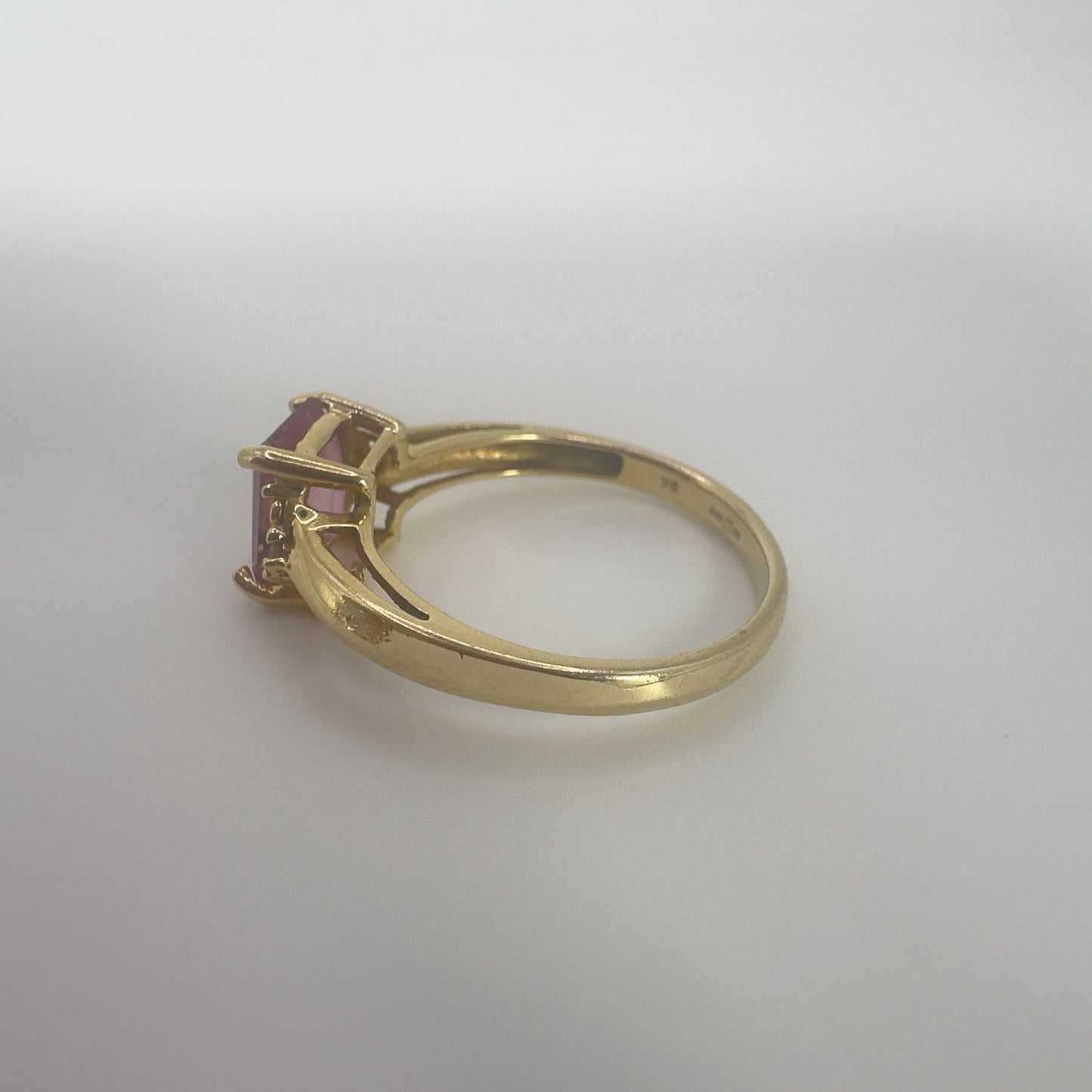 9ct Yellow Gold Pink Sapphire and Diamond Ring