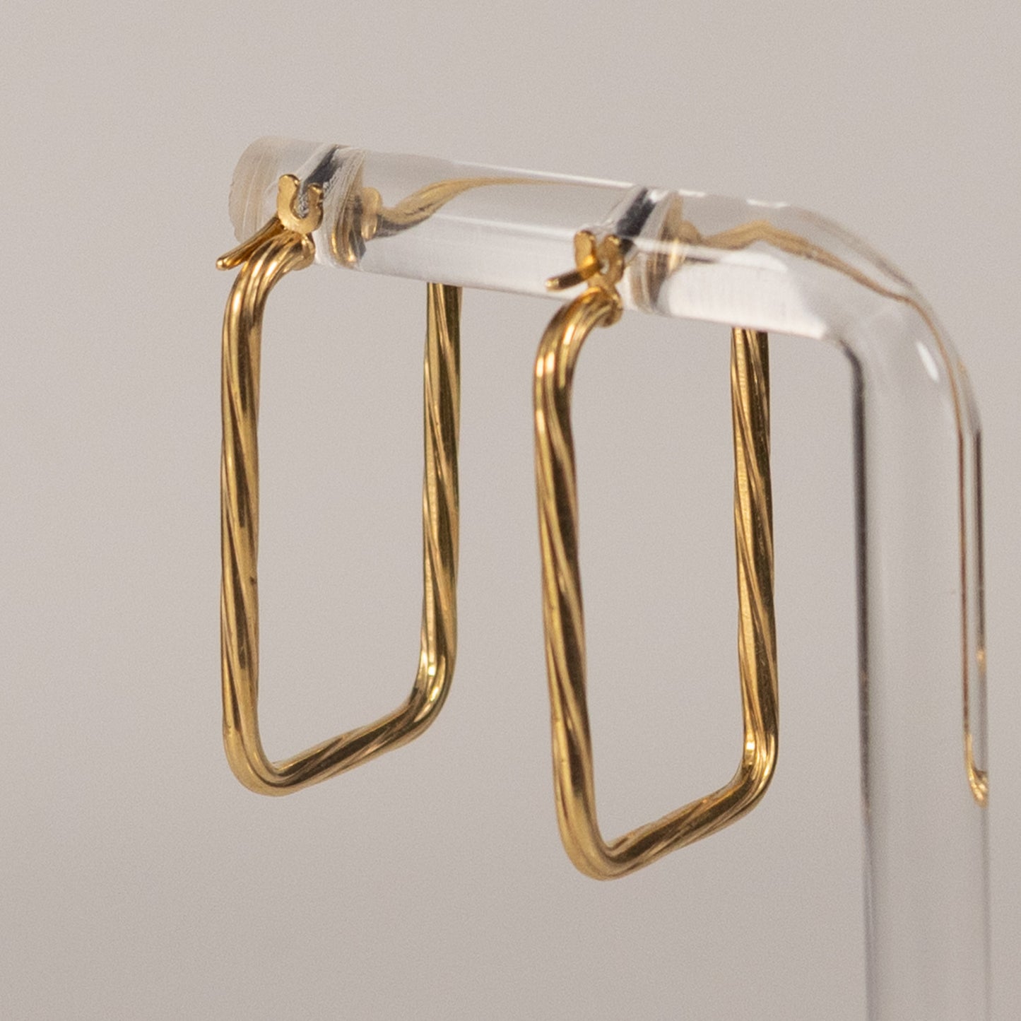 9ct Yellow Gold Twisted Rectangle Hoop Earrings