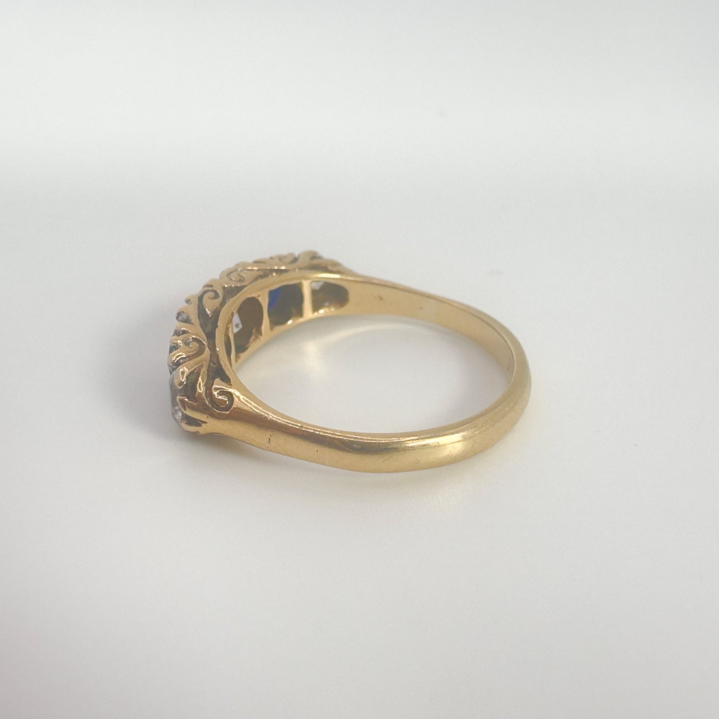 9ct Yellow Gold White and Blue Sapphire Ring