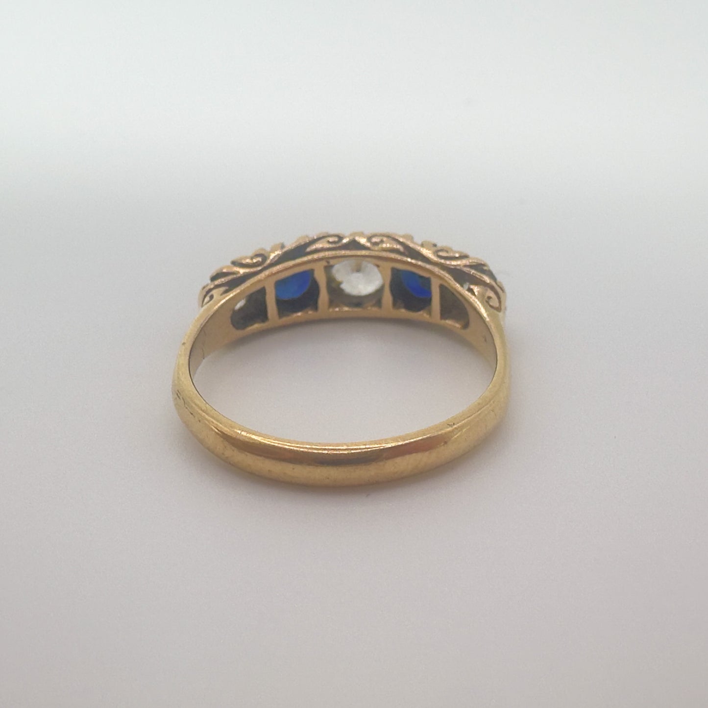 9ct Yellow Gold White and Blue Sapphire Ring