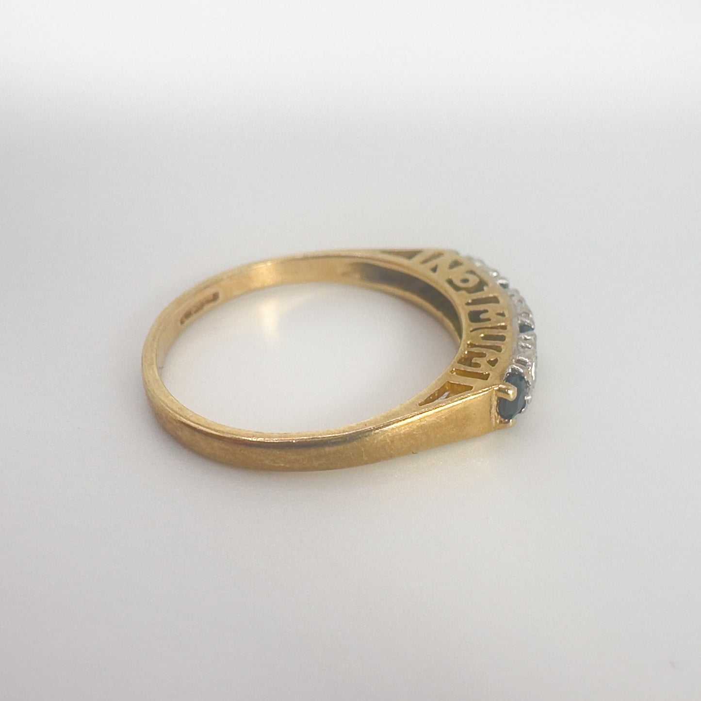 9ct Yellow Gold Sapphire and Diamond Mum Ring