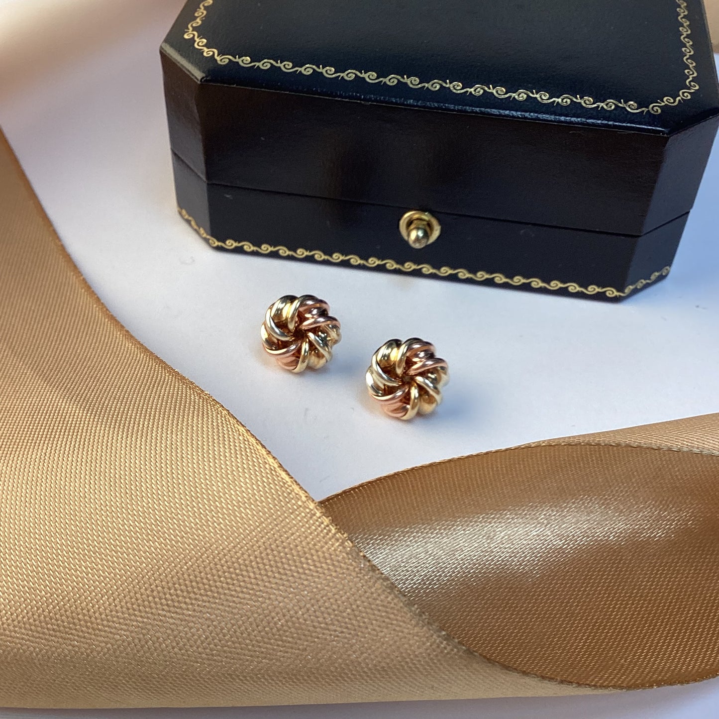 9ct Yellow Gold Tricolour Knot Earrings