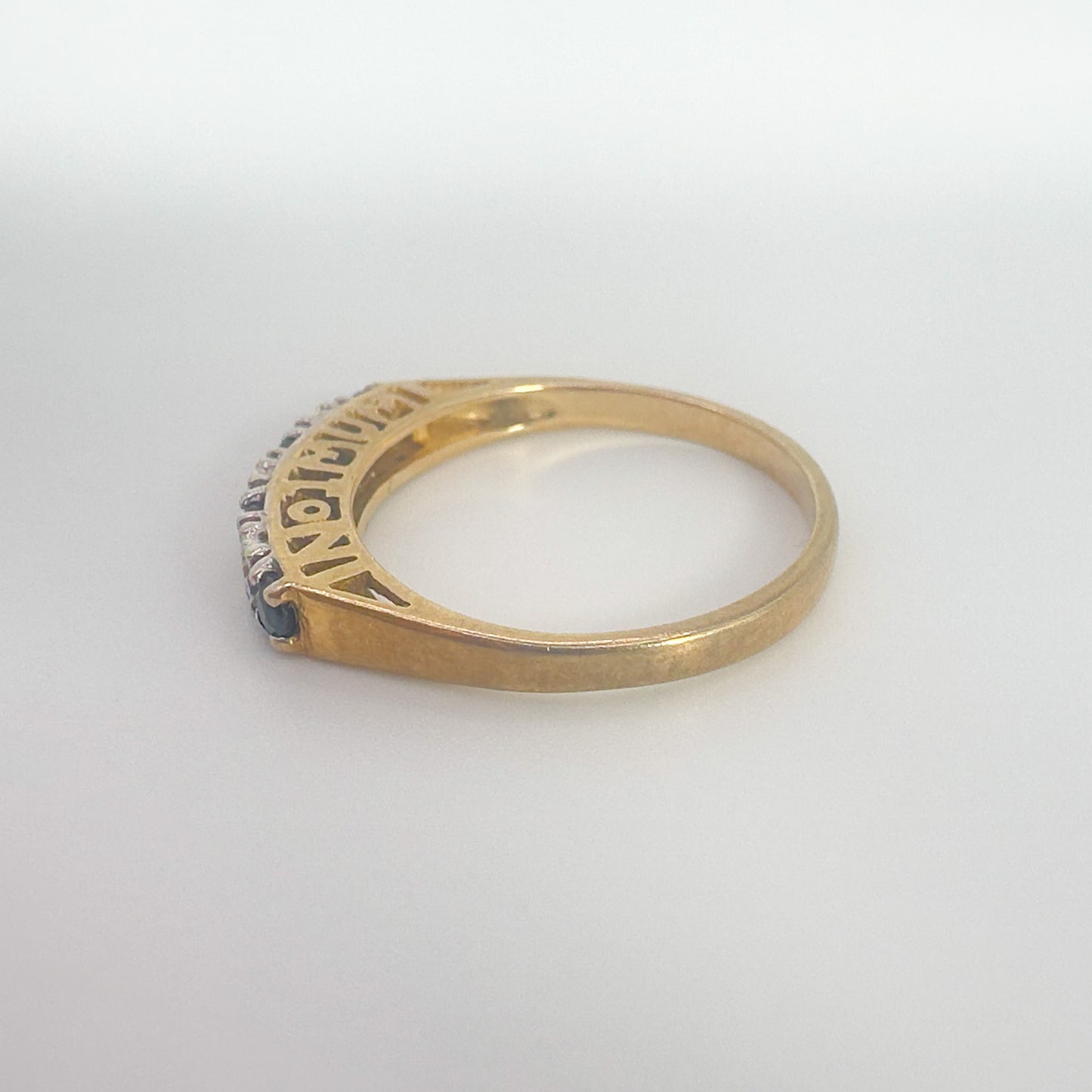 9ct Yellow Gold Sapphire and Diamond Mum Ring