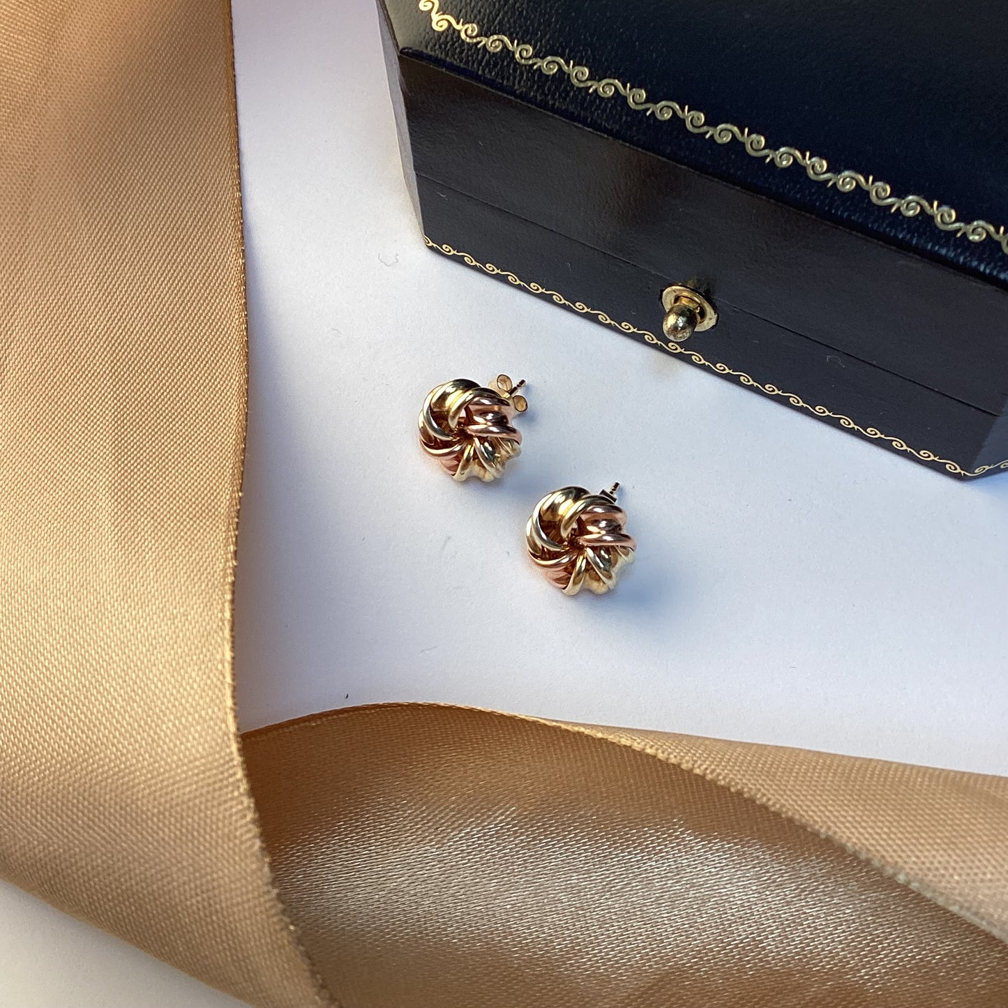 9ct Yellow Gold Tricolour Knot Earrings