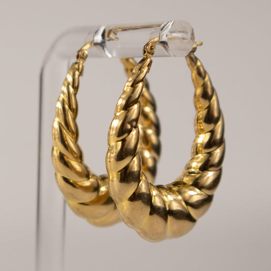 9ct Yellow Gold Chunky Twisted Hoop Earrings