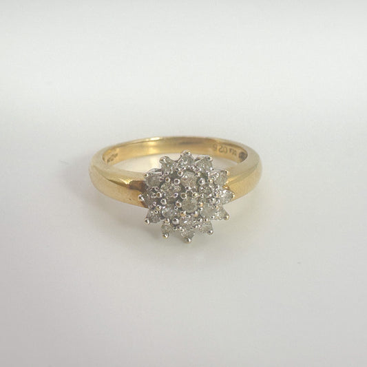 9ct Yellow Gold 0.25ct Diamond Cluster Ring