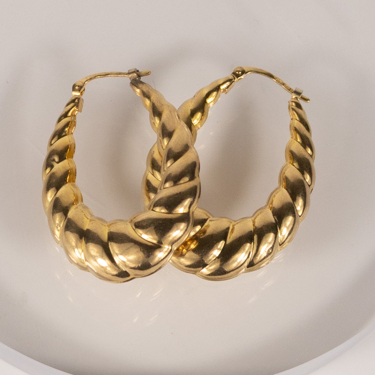 9ct Yellow Gold Chunky Twisted Hoop Earrings