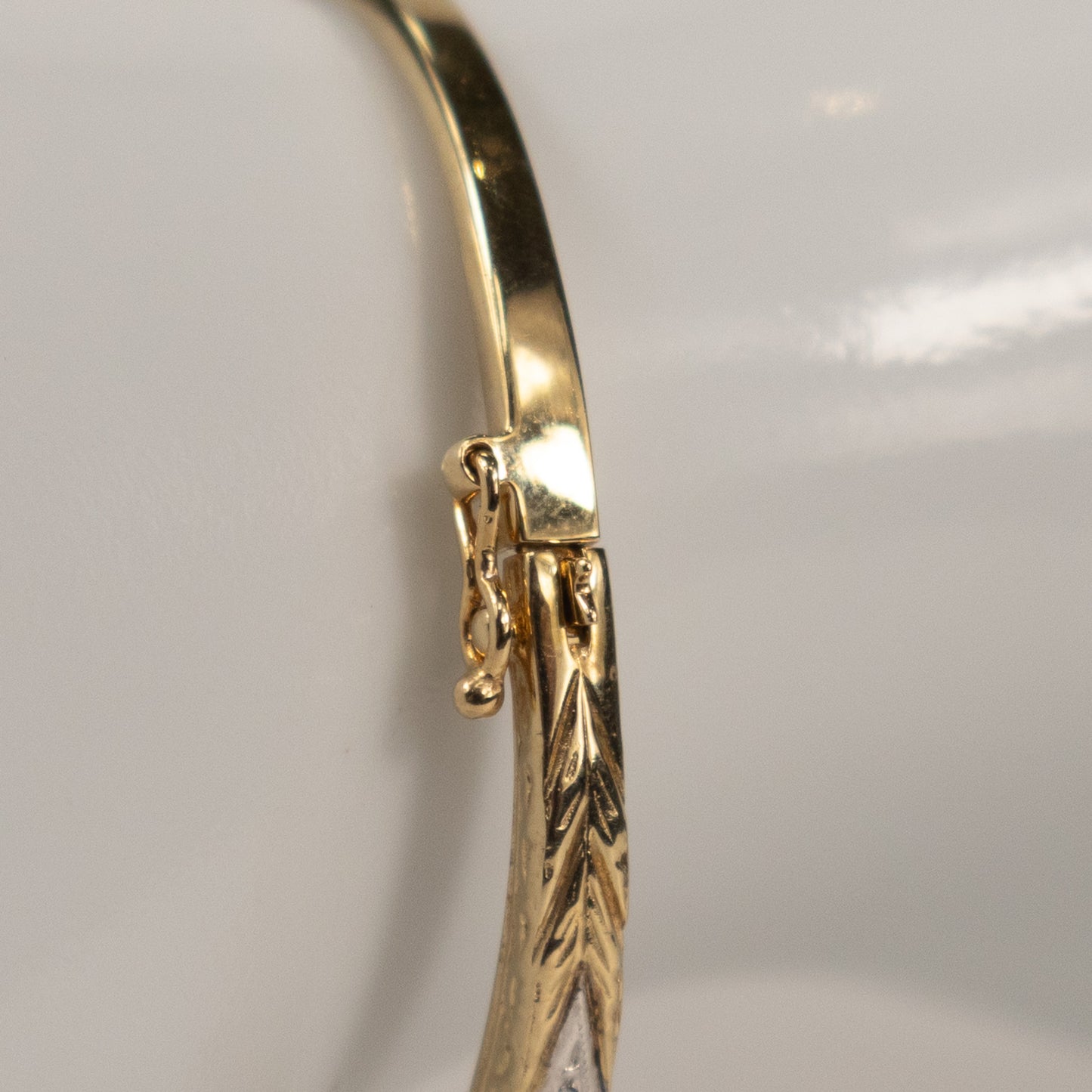 9ct Yellow Gold Sapphire and Diamond Set Hinged Bangle