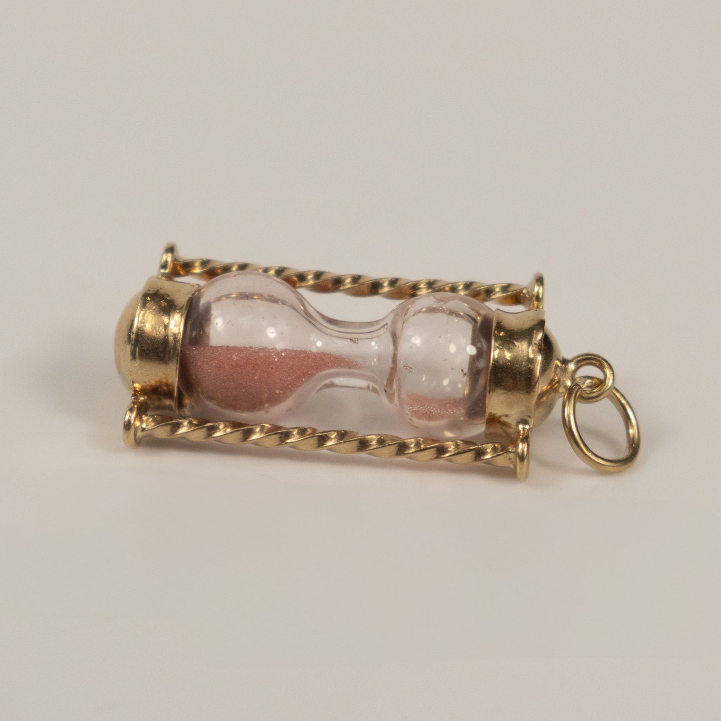 9ct Yellow Gold Mini Hourglass Charm with Pink Sand
