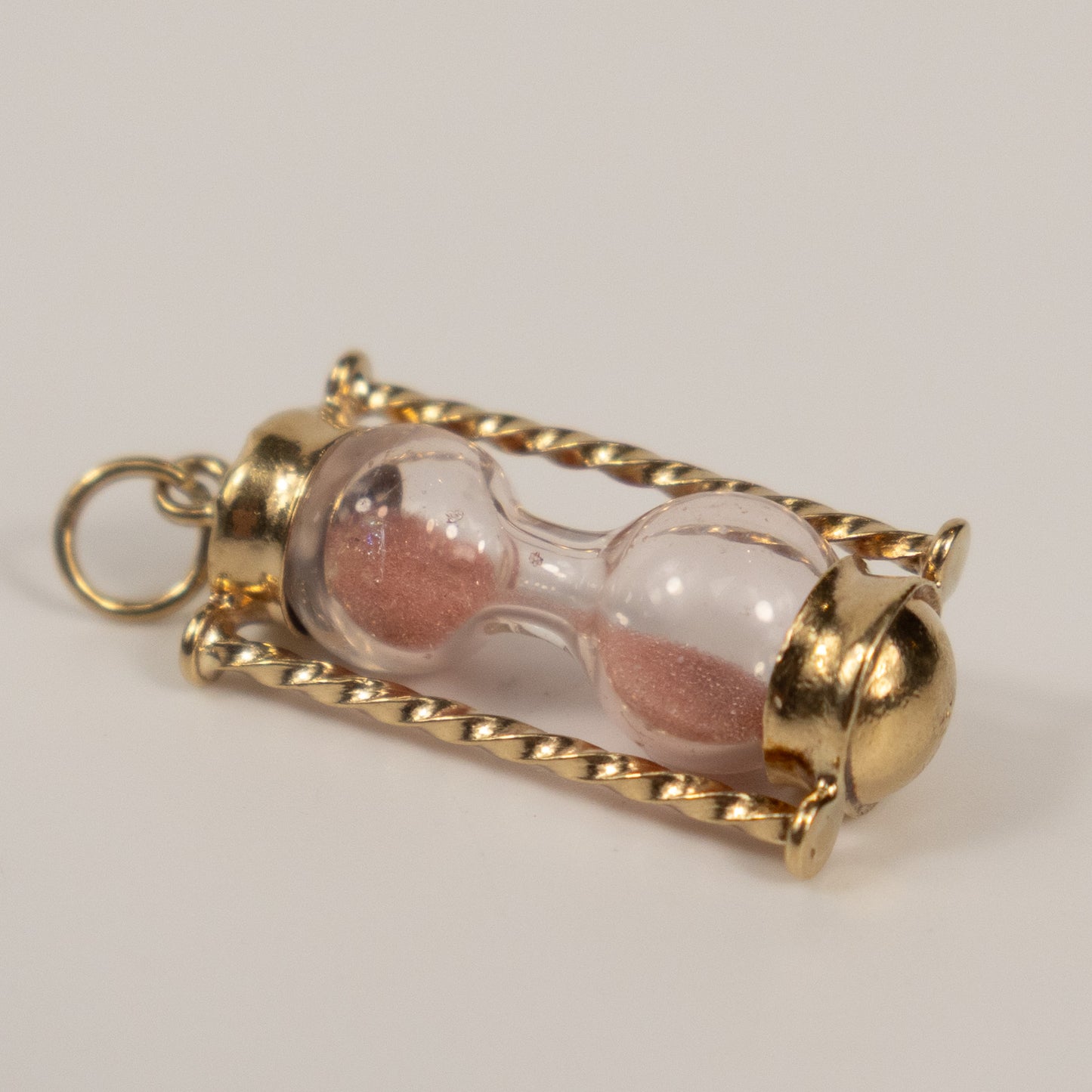 9ct Yellow Gold Mini Hourglass Charm with Pink Sand