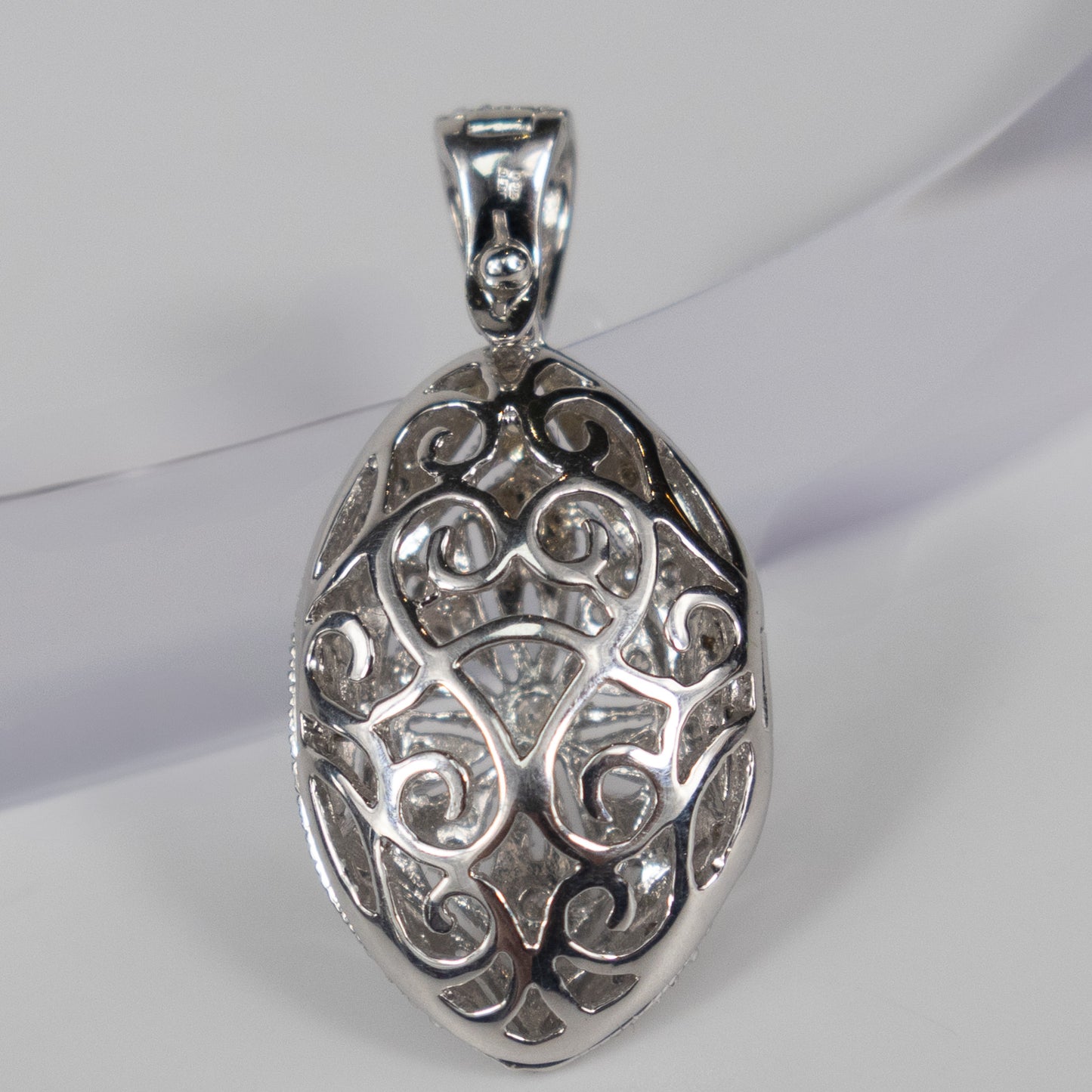 9ct White Gold Marquise Pendant with Cubic Zirconia