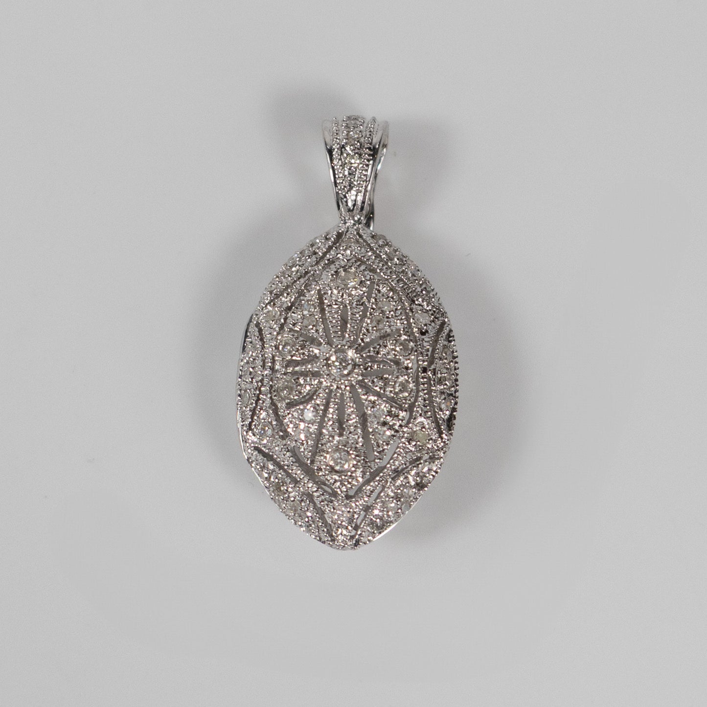 9ct White Gold Marquise Pendant with Cubic Zirconia