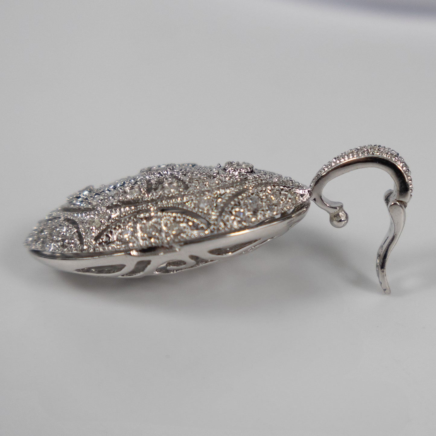 9ct White Gold Marquise Pendant with Cubic Zirconia