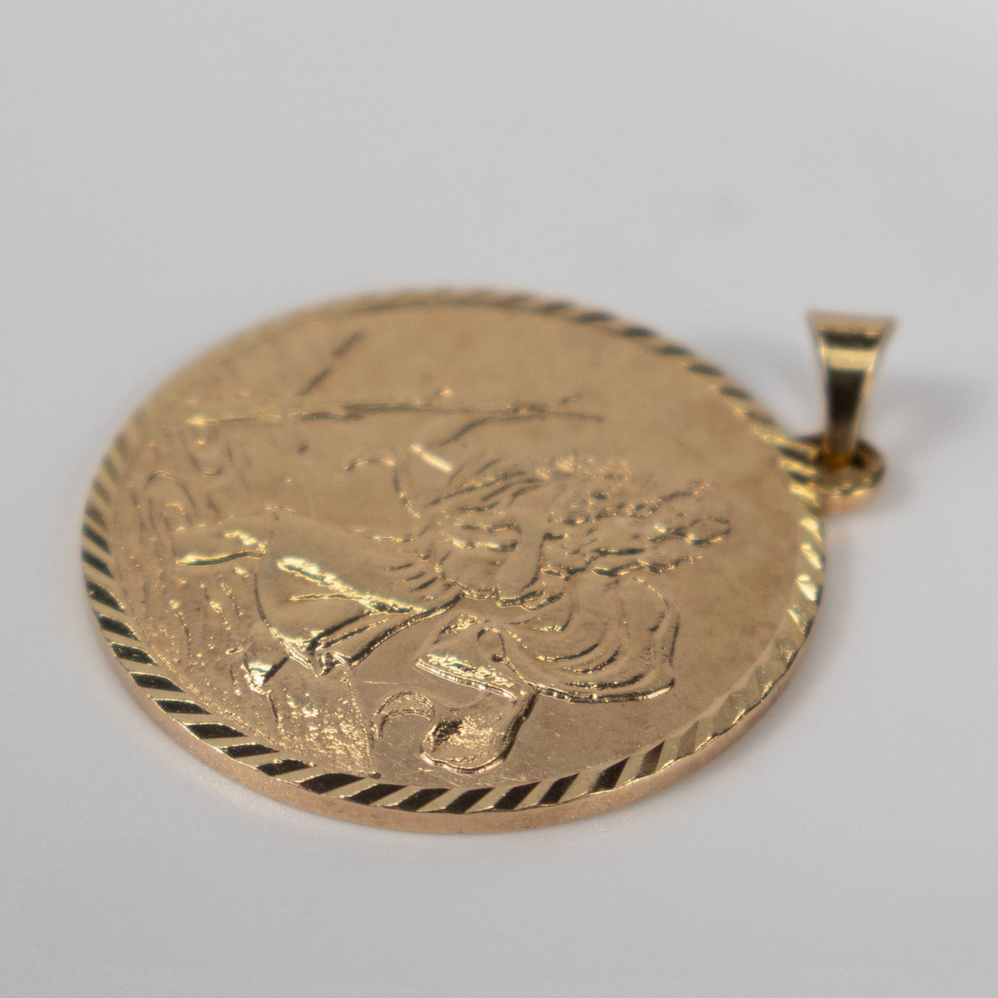 9ct Yellow Gold St Christopher Medallion Pendant 25mm