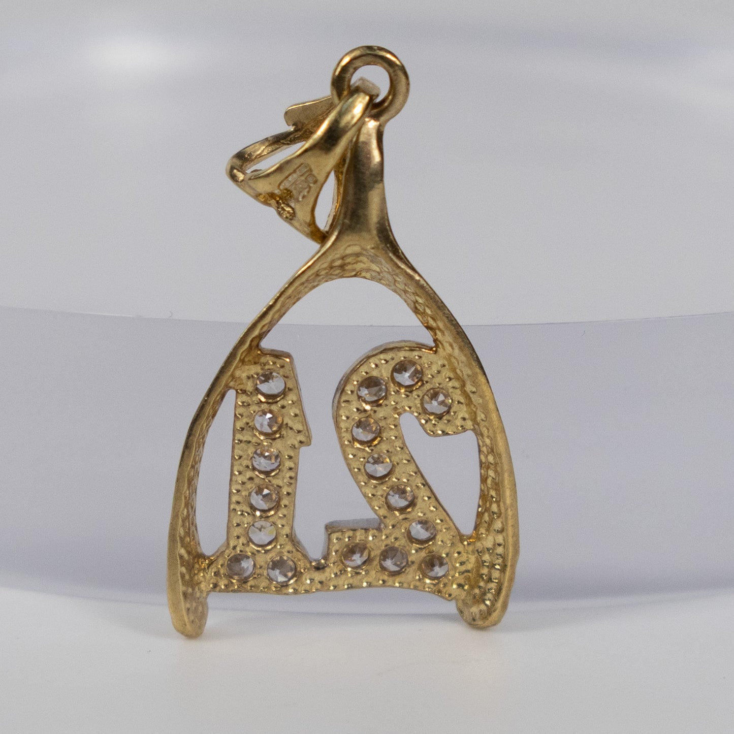 9ct Yellow Gold ‘21’ Wishbone Pendant with Cubic Zirconia