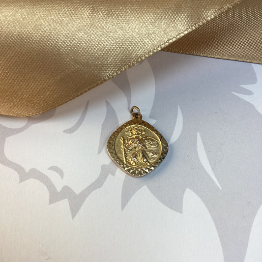 9ct Yellow Gold St Christopher Pendant / Charm