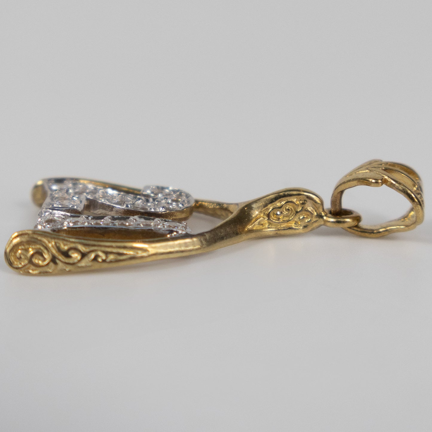 9ct Yellow Gold ‘21’ Wishbone Pendant with Cubic Zirconia