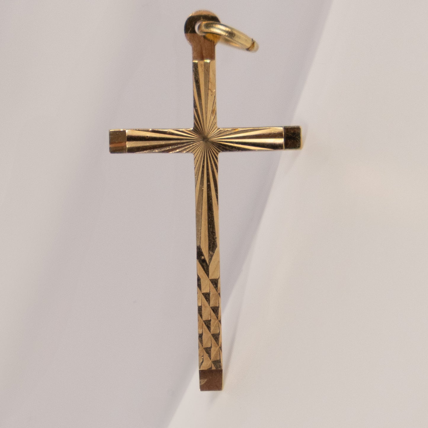 9ct Yellow Gold Engraved Cross Pendant