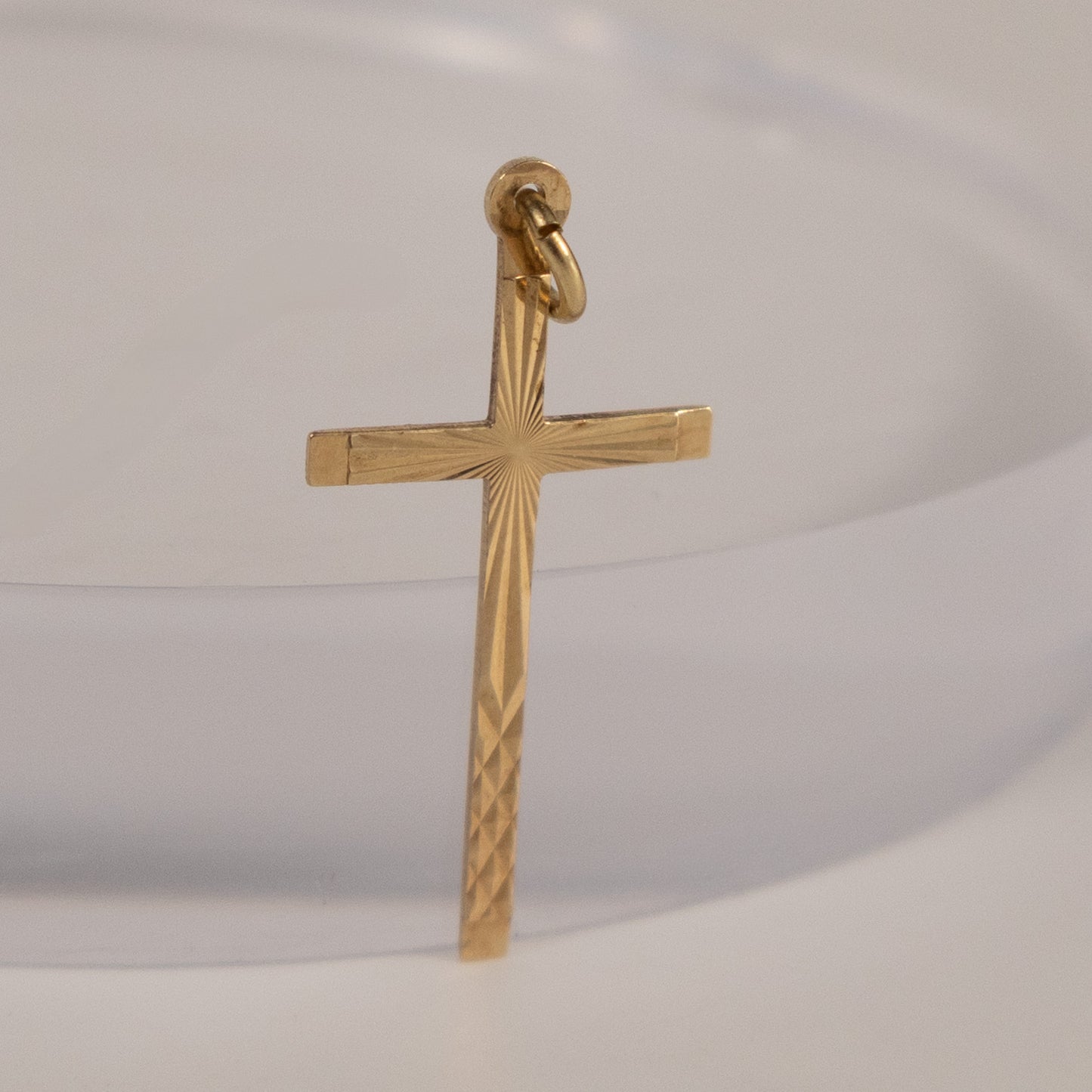 9ct Yellow Gold Engraved Cross Pendant