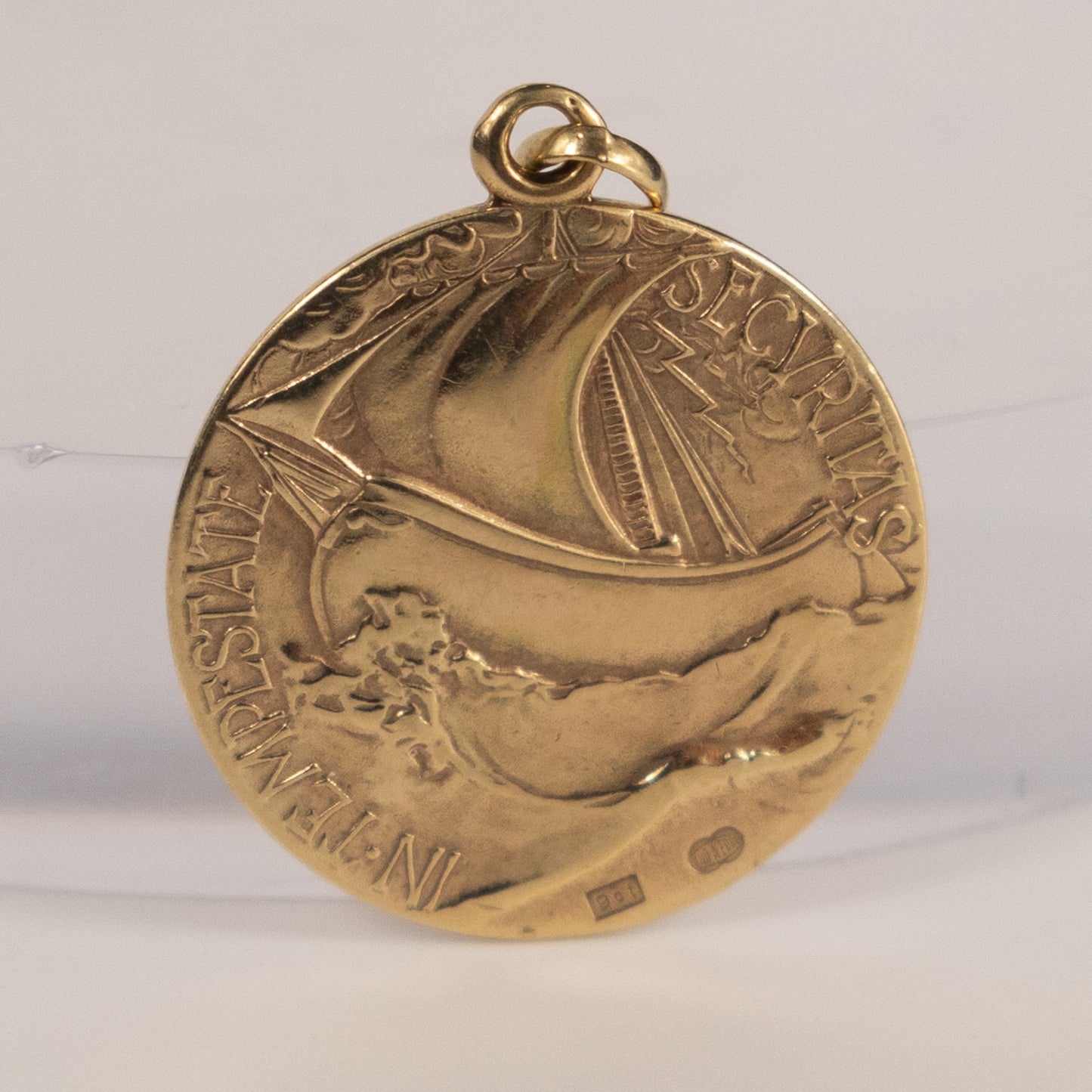 9ct Yellow Gold St George and Ship Medal Pendant