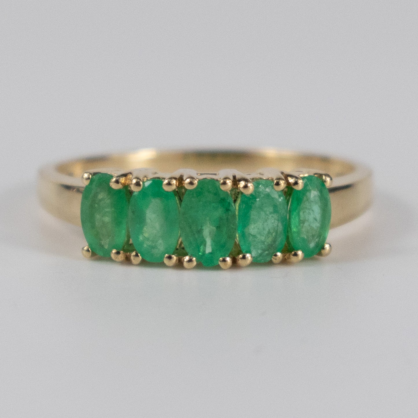 9ct Yellow Gold Five-Stone Emerald Ring