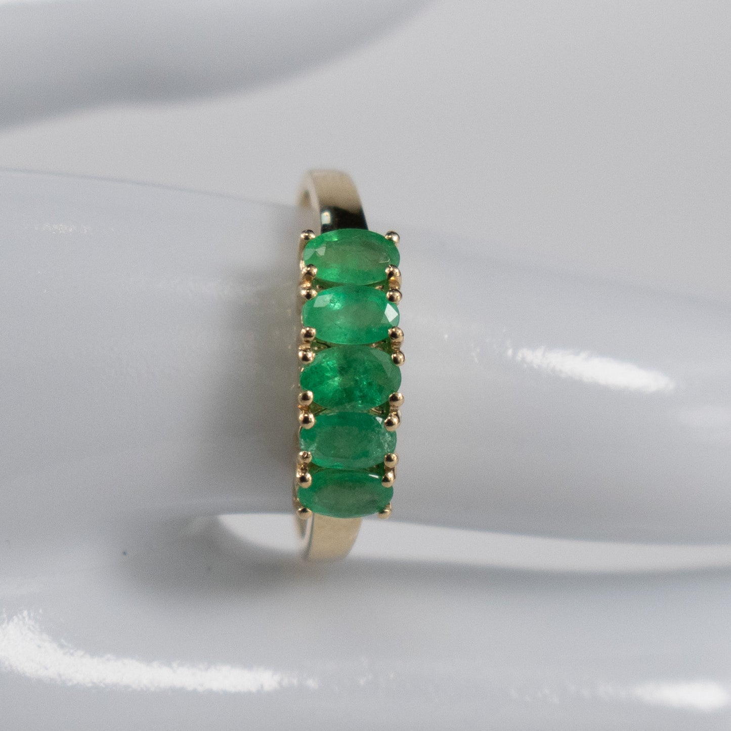 9ct Yellow Gold Five-Stone Emerald Ring