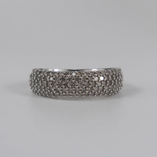 9ct White Gold Pavé Diamond Band Ring
