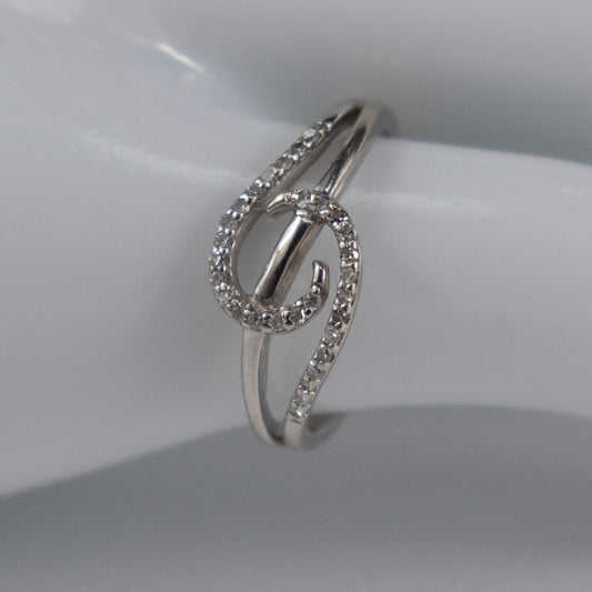 9ct White Gold Twist Ring with Diamond Accents