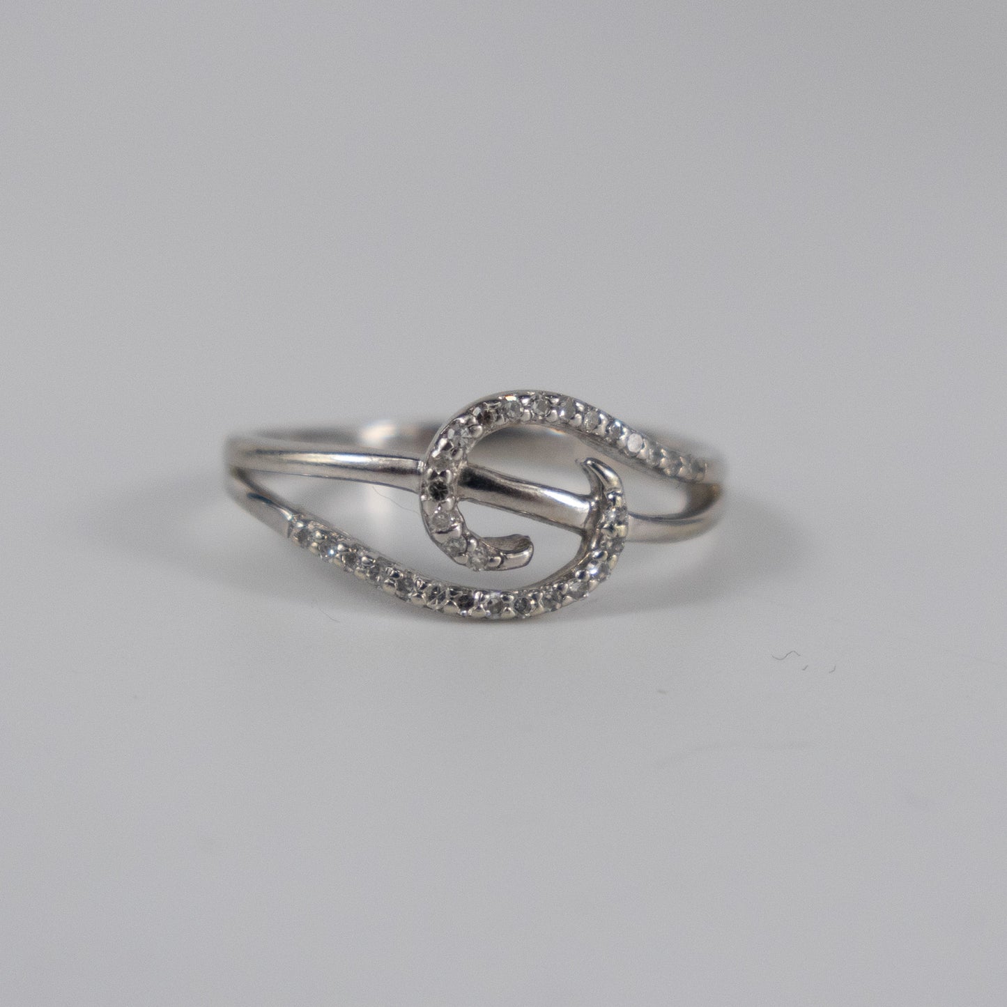 9ct White Gold Twist Ring with Diamond Accents