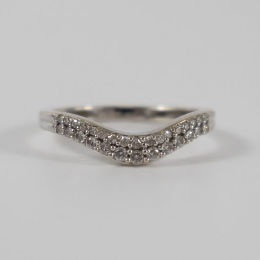 9ct White Gold 0.20ct Diamond Wishbone Ring