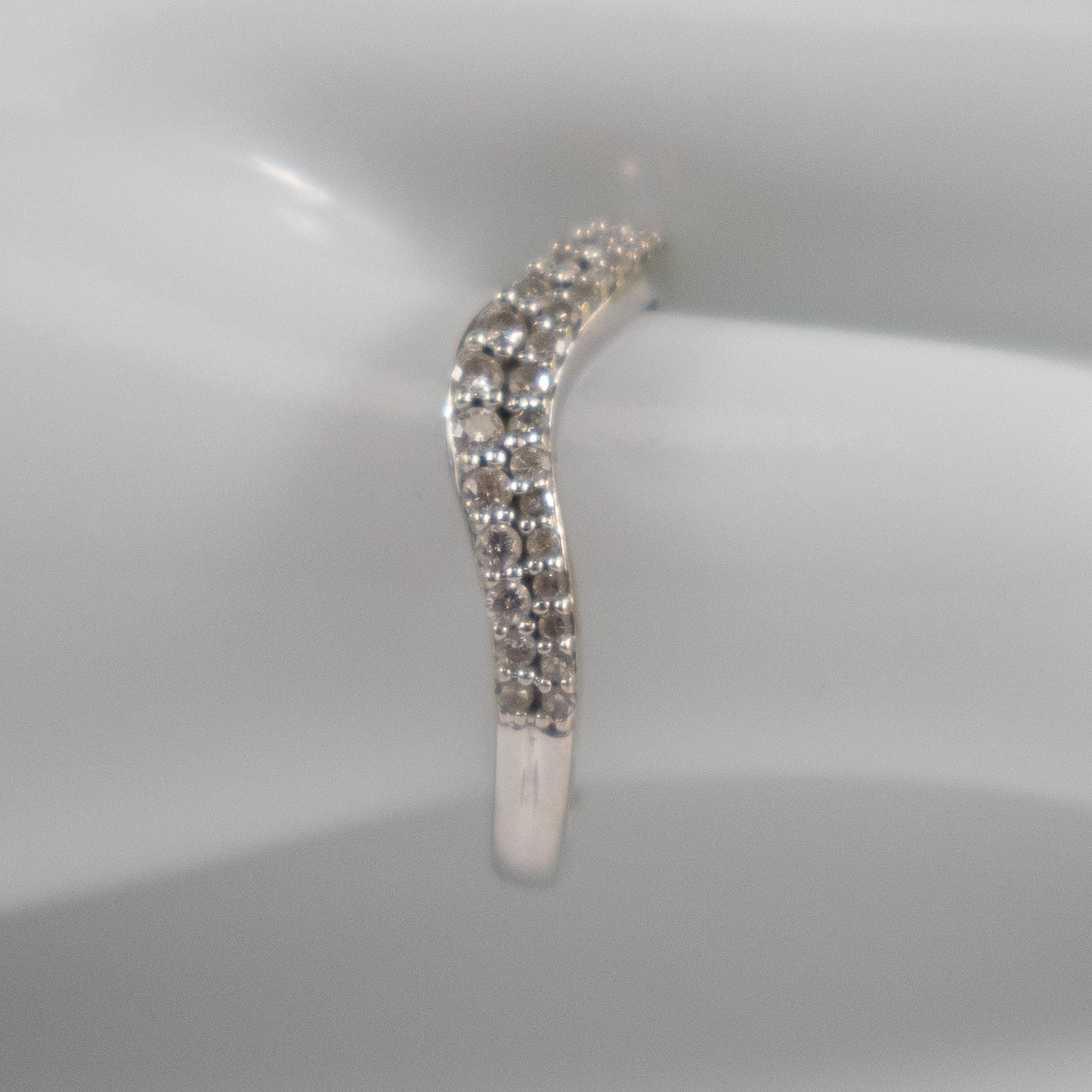 9ct White Gold 0.20ct Diamond Wishbone Ring