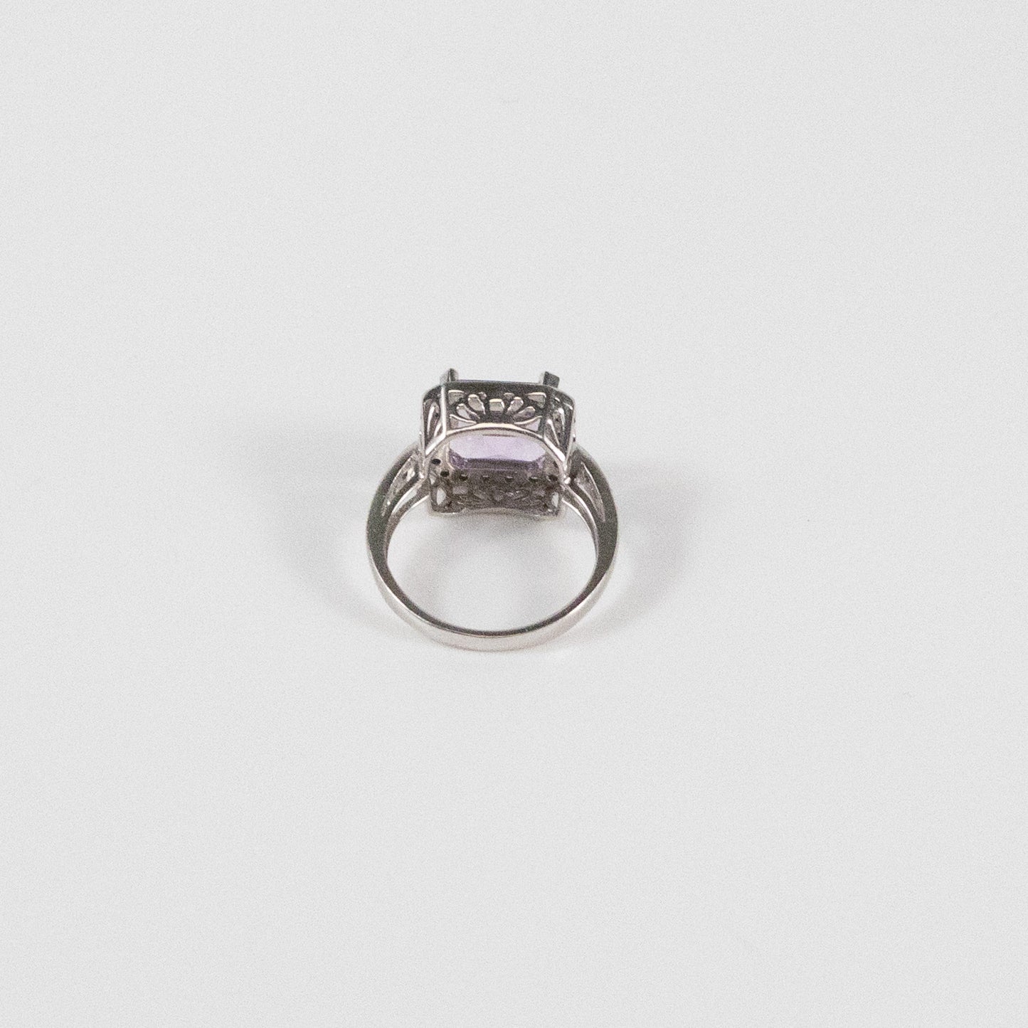 Second-Hand 9ct White Gold Amethyst & Diamond Halo Ring