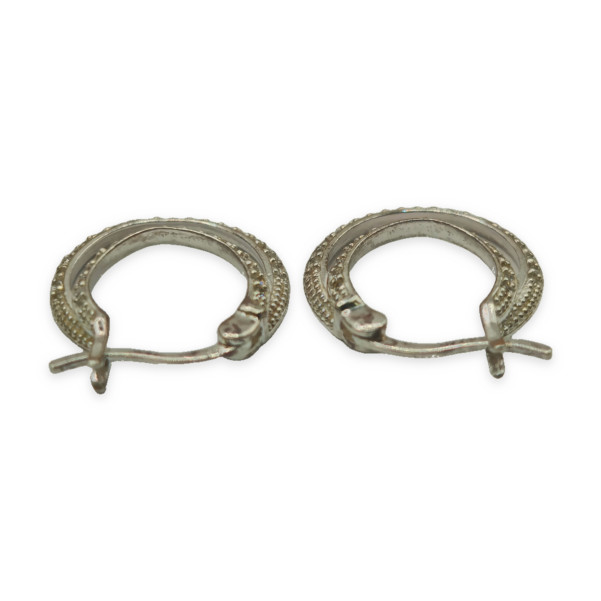 Sterling Silver CZ Double Hoop Earrings, photograph 6 of 6. SKU SIL-17.