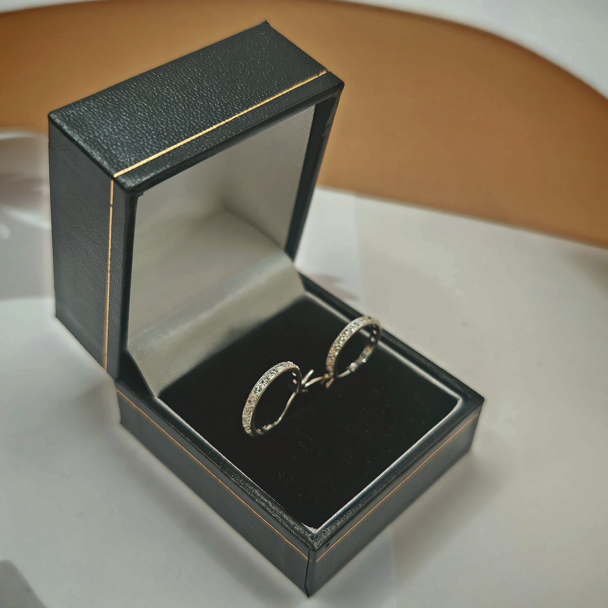 Sterling Silver CZ Hoop Earrings, photograph 2 of 6. SKU SIL-18/2.
