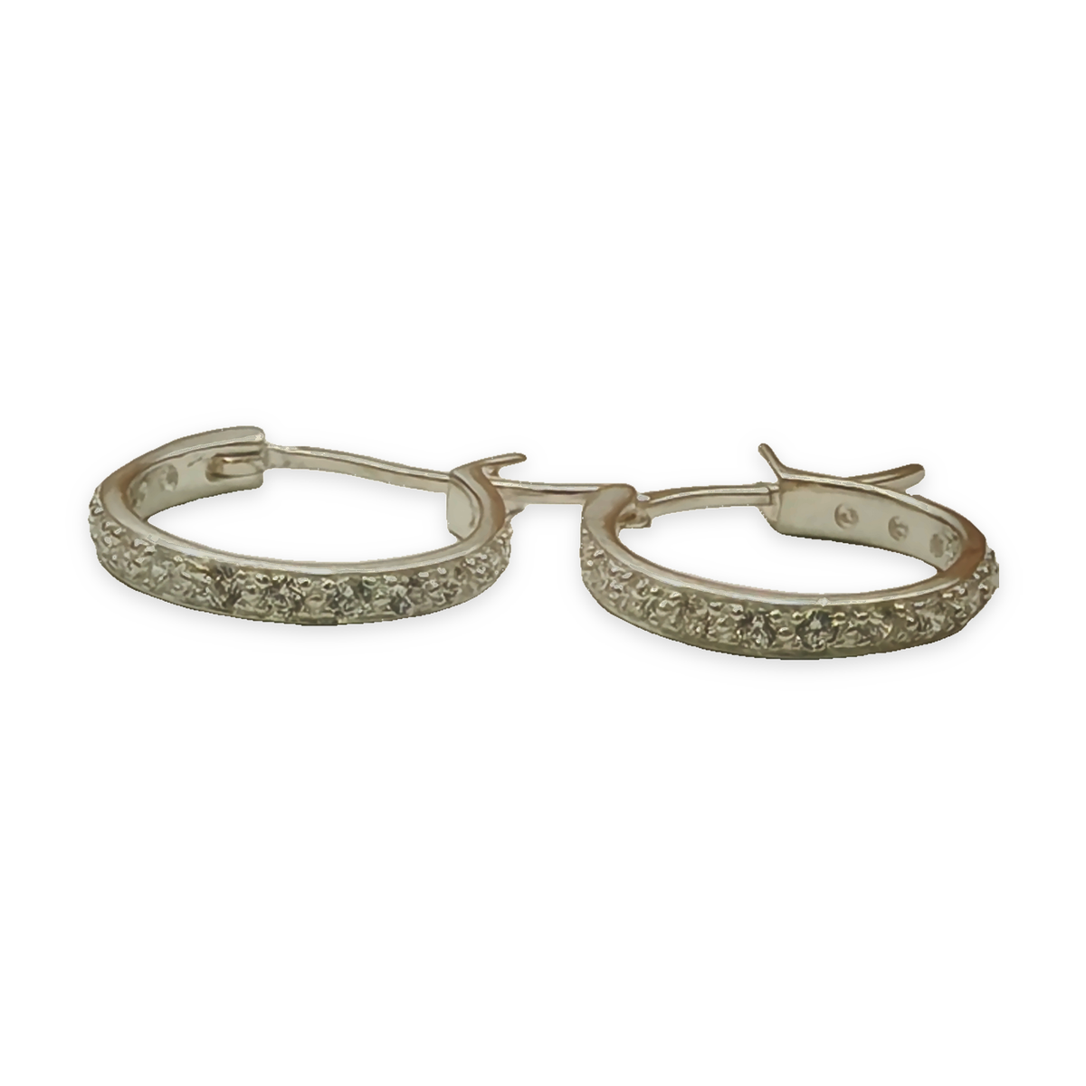 Sterling Silver CZ Hoop Earrings, photograph 5 of 6. SKU SIL-18/2.