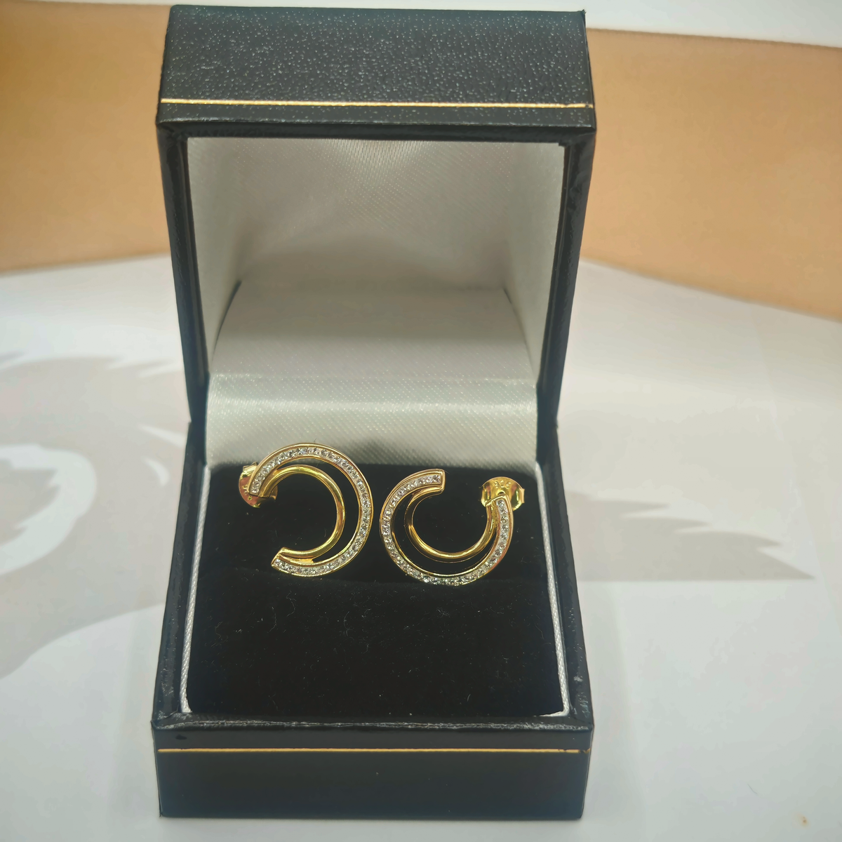 Sterling Silver CZ Earring 15mm, photograph 1 of 6. SKU SIL-36.