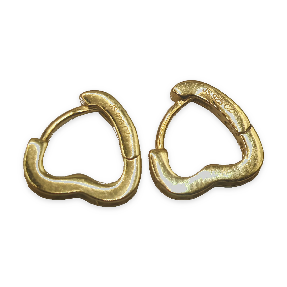 Sterling Silver Yellow CZ Heart-Shaped Earrings, photograph 5 of 6. SKU SIL-24.