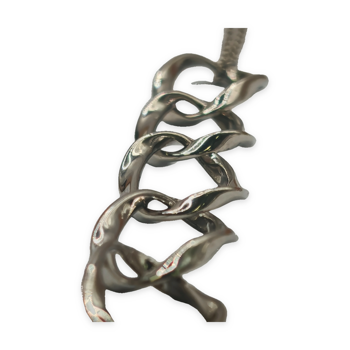 Sterling Silver Wavy Two-Tone Statement Link Necklace, photograph 6 of 6. SKU SIL-32.