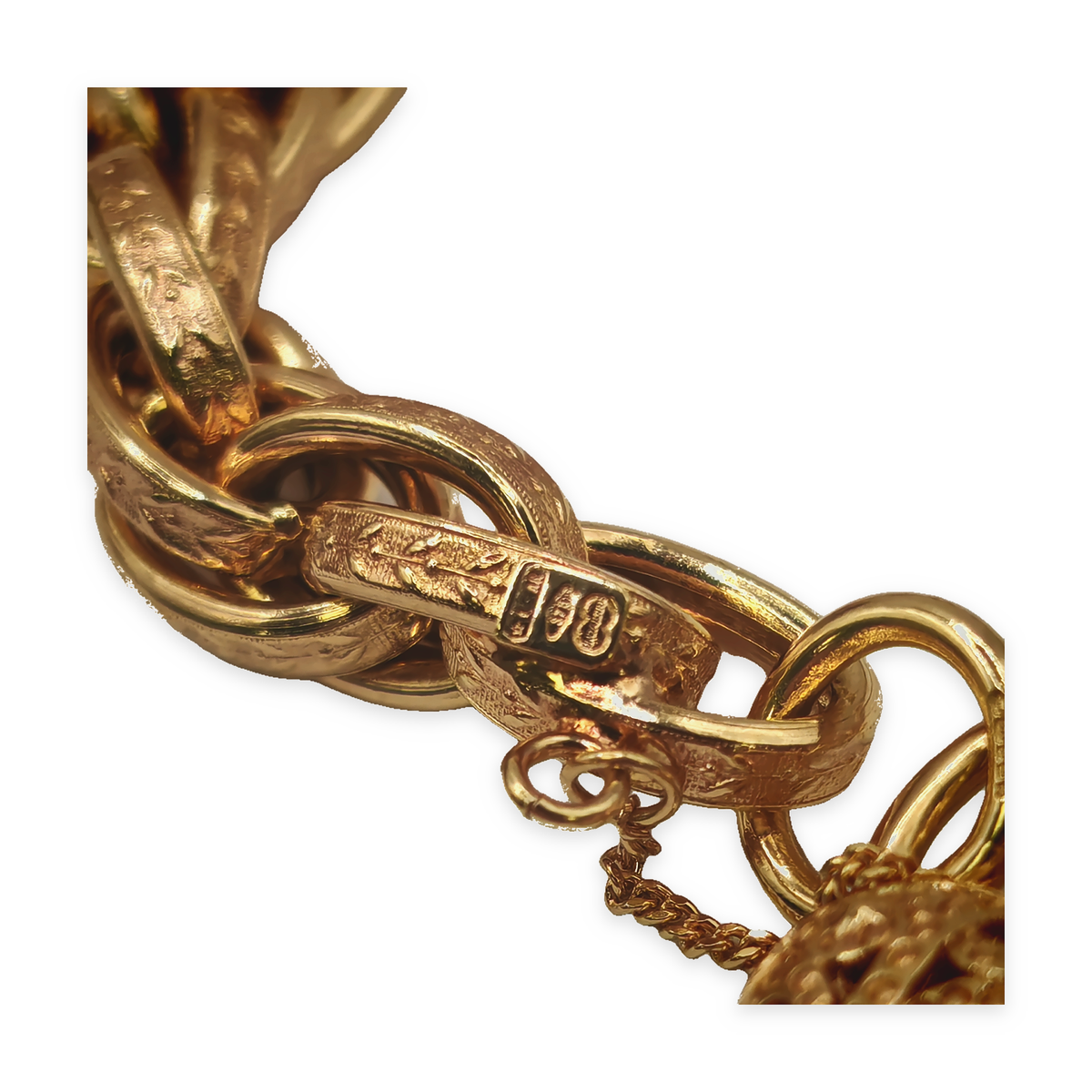 9ct Gold Fancy Link Bracelet with Heart Padlock Clasp – Fully Hallmarked, photograph 5 of 10. SKU JB3625.