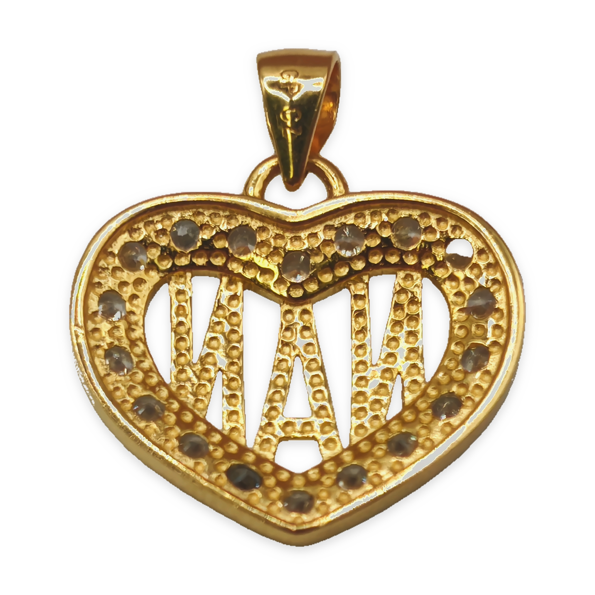 Sterling Silver CZ Nan Heart Pendant, photograph 5 of 6. SKU SIL-35.