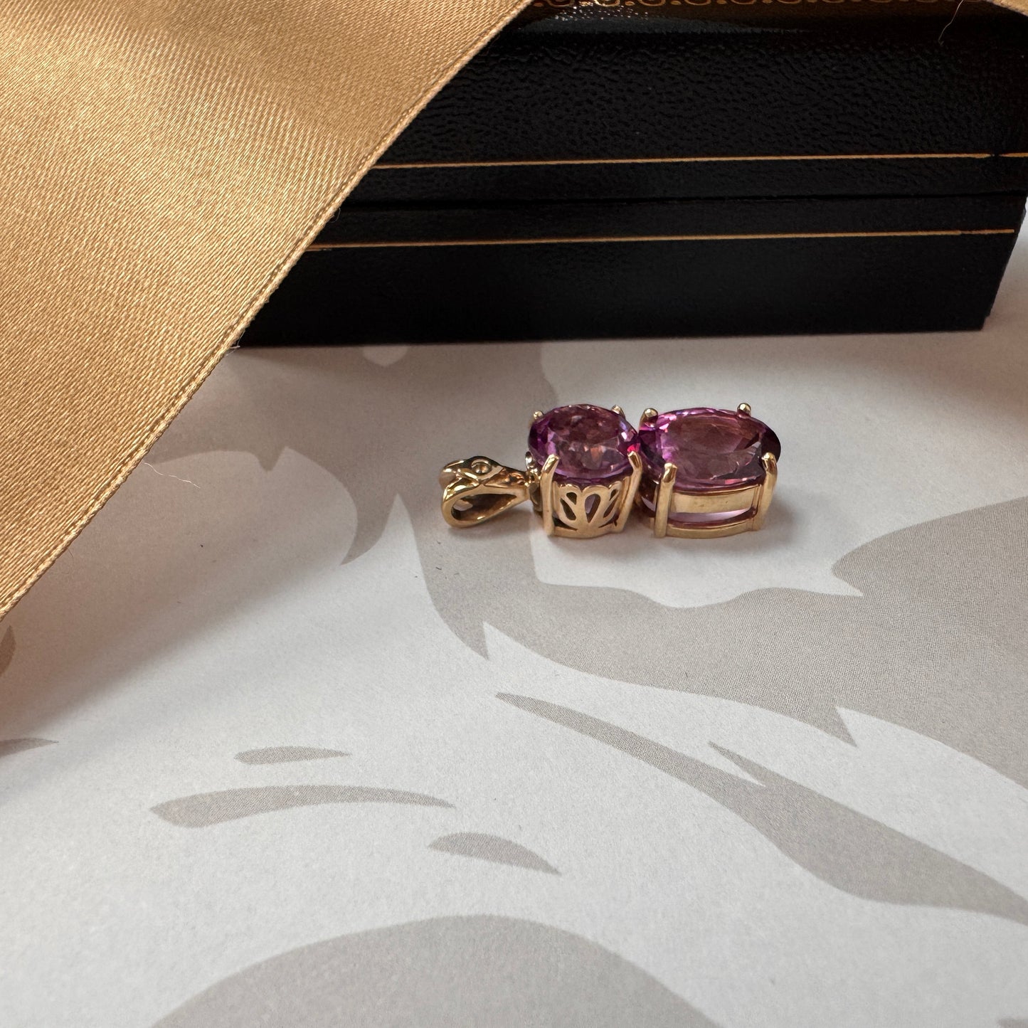 9ct Gold Three Stone Gemstone Pendant
